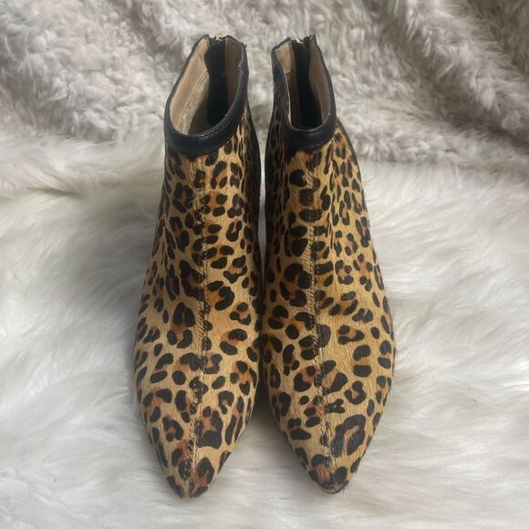 Adrienne Vittadini leather calf hair Chita print ankle boots black trim SZ7.5M - Picture 12 of 15